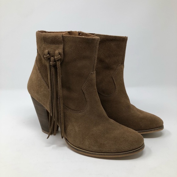 Anthropologie Howsty Marci Fringe Brown Boot Sz 38 - Picture 3 of 8